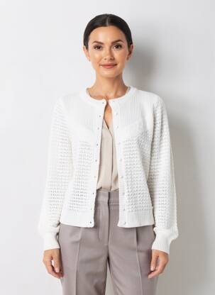 Gilet manches longues col rond beige C'EST BEAU LA VIE femme