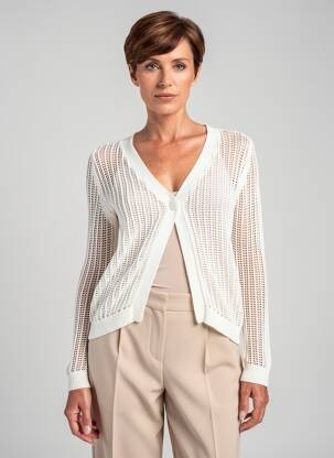 Gilet manches longues fermeture boutonnée sur le devant blanc BARBARA LEBEK femme