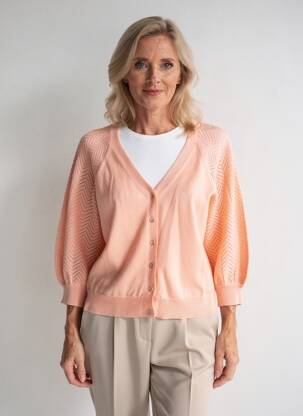 Gilet manches longues manches 3/4 rose JULIE GUERLANDE femme