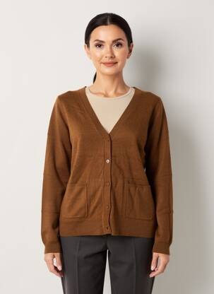 Gilet manches longues stretch marron NICE THINGS femme