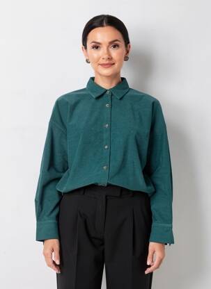 Chemisier coupe droite manches longues vert CHRISTY femme