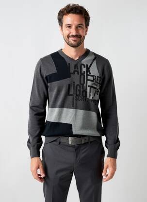 Pull col v manches longues gris MXO homme