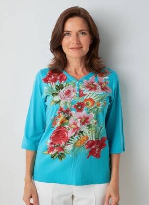 T-shirt manches 3/4 manches 3/4 bleu JAC JAC femme