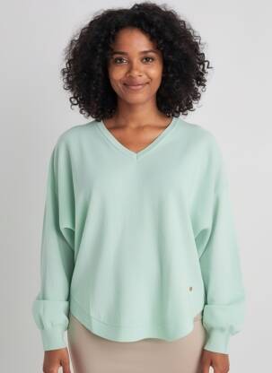 Pull coupe droite manches longues vert INDI & COLD femme