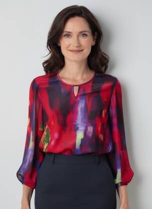T-shirt imprimé fantaisie manches longues rouge JEAN DELFIN femme