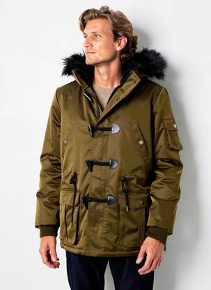 Parka poignets bords-côtes sans capuche vert ELEVEN PARIS homme