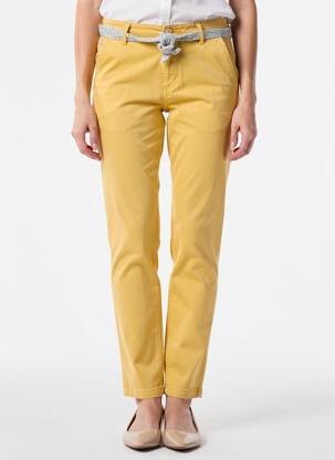 Pantalon chino taille basse taille basse jaune LE TEMPS DES CERISES femme