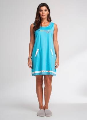 Chemise de nuit sans manche bleu ROSE POMME femme
