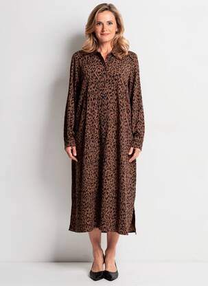 Robe longue manches longues manches longues marron YEST femme