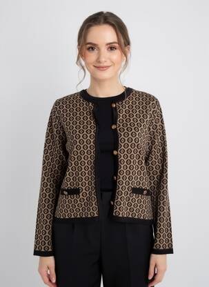 Gilet manches longues col rond marron MORE & MORE femme