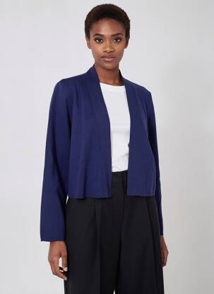 Gilet manches longues col v bleu LA FIANCÉE femme