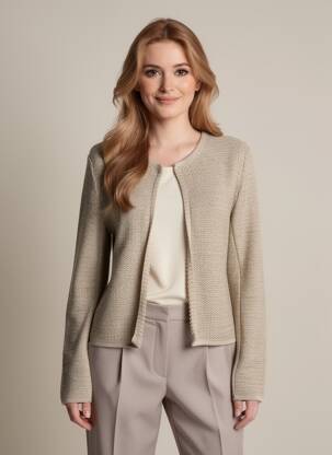 Gilet manches longues col rond marron SIGNE NATURE femme