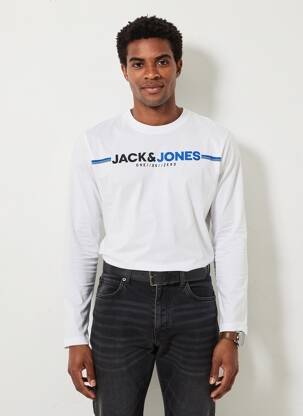 T-shirt coupe cintrée manches longues blanc JACK & JONES homme