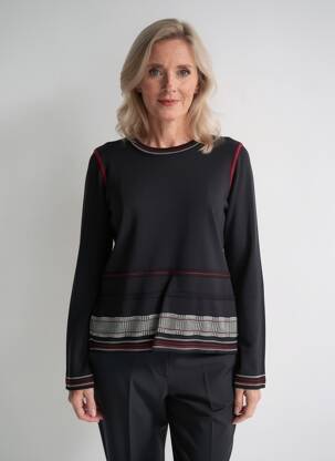 Pull coupe cintrée manches longues noir QUATTRO femme