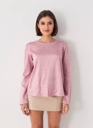 Pull tissage chiné manches longues rose GALMALLA femme
