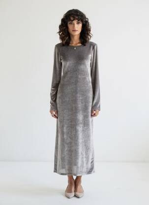 Robe longue manches longues manches longues gris CIVICO 1 femme