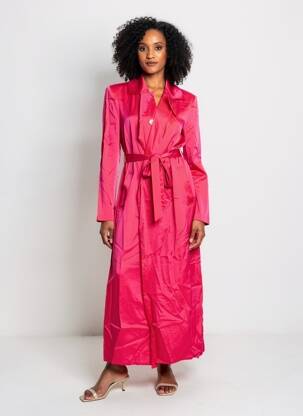 Robe longue manches longues manches longues rose ANGELA DAVIS femme