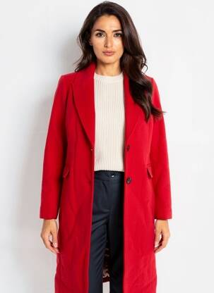 Manteau long coupe cintrée sans capuche rouge GARCIA femme