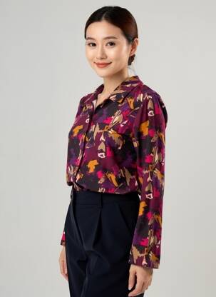 Chemisier coupe cintrée manches longues violet SURKANA femme