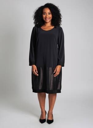 Robe mi-longue manches longues manches longues noir EVA KAYAN femme