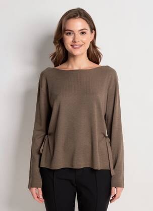 Pull coupe droite manches longues marron GRACE & MILA femme
