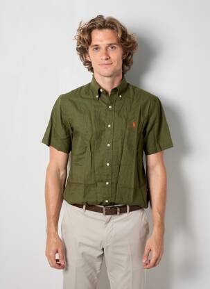 Chemise manches courtes coupe cintrée vert RALPH LAUREN homme