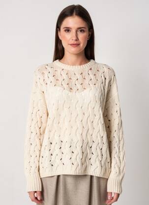 Pull coupe droite manches longues beige GUESS femme