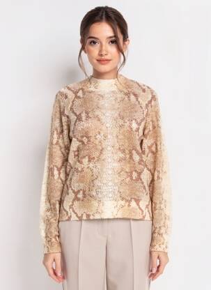 Pull coupe cintrée manches longues marron GUESS femme