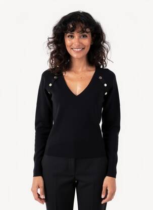 Pull coupe cintrée manches longues noir LIU JO femme