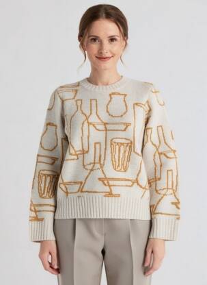 Pull resserrée sur le bas manches longues beige NICE THINGS femme