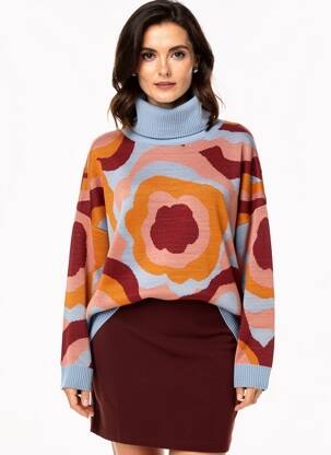 Pull coupe droite manches longues bleu MADE IN SENS femme