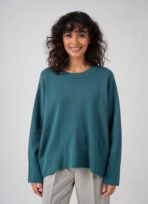 Pull coupe droite manches longues bleu NOTSHY femme