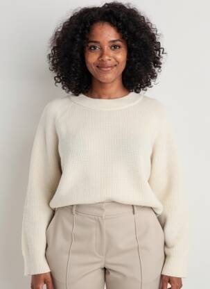 Pull coupe droite manches longues beige NICE THINGS femme