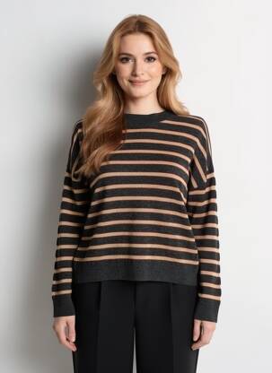 Pull coupe droite manches longues gris TEOH & LEA femme