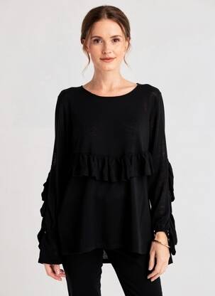 Pull tunique stretch manches longues noir TEOH & LEA femme