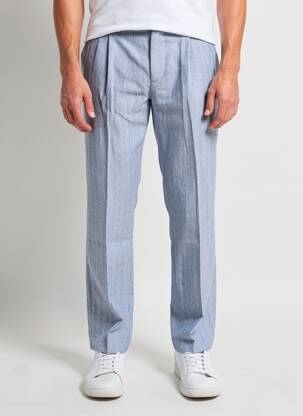 Pantalon droit tissage chiné taille haute bleu TOMMY HILFIGER homme