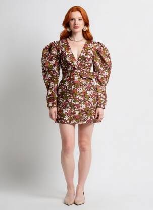 Robe courte fermeture zippée au dos manches longues vert & OTHER STORIES femme