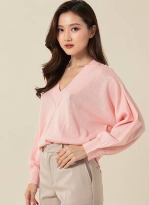 Pull manches longues manches longues rose CHARMING SMILE femme