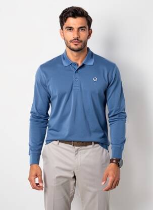 Polo manches longues manches longues bleu MAT DE MISAINE homme