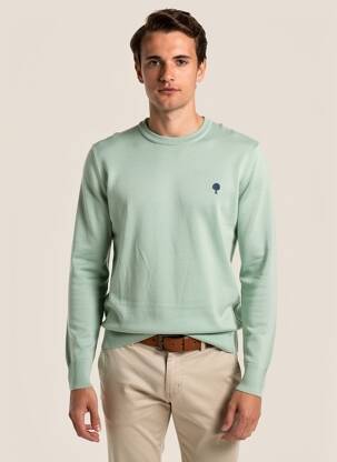 Pull col rond manches longues vert FAGUO homme