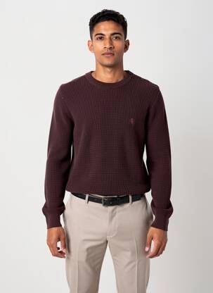 Pull col rond manches longues marron FAGUO homme
