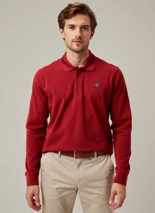 Polo manches longues manches longues rouge MAT DE MISAINE homme