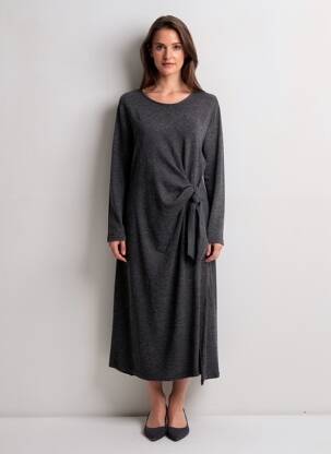 Robe longue manches longues manches longues gris SCARLET ROOS femme
