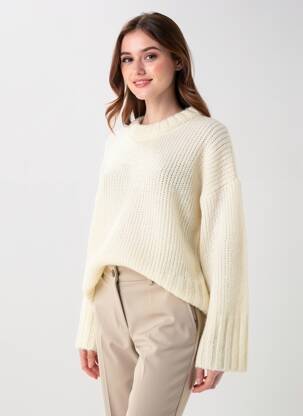 Pull stretch manches longues beige GRACE & MILA femme