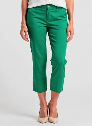 Pantalon 7/8 fermeture zippée sous rabat boutonné vert SARAH JOHN femme