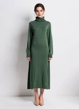 Robe pull coupe cintrée manches longues vert LA PETITE ETOILE femme