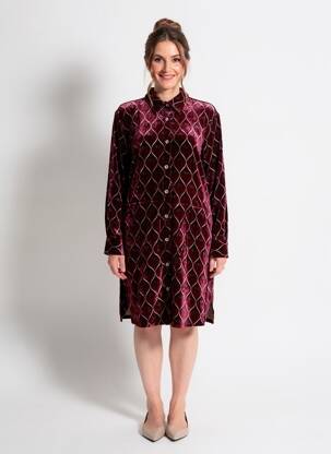 Robe mi-longue imprimé fantaisie manches longues violet STORIATIPIC femme