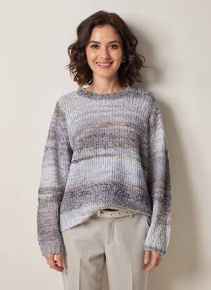 Pull coupe droite manches longues bleu CREAM femme