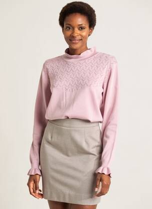 Pull coupe cintrée manches longues violet CREAM femme