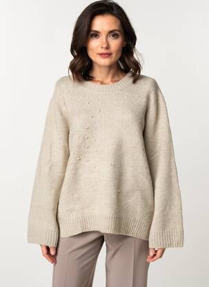 Pull coupe droite manches longues beige CREAM femme